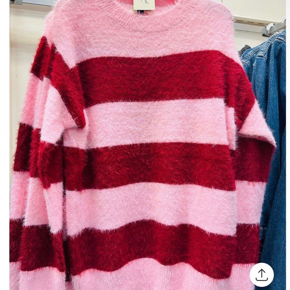 Striped Pink and Red Women's Sweater